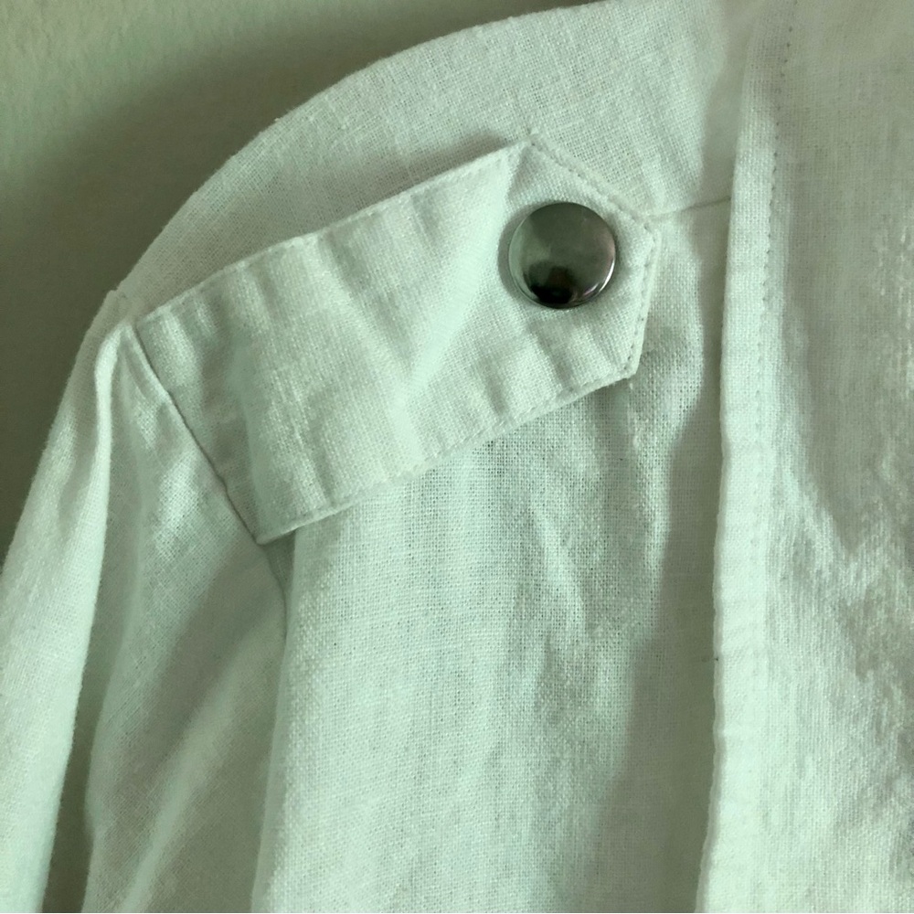 CJ Banks Plus Size White Linen Jacket - Picture 4 of 9
